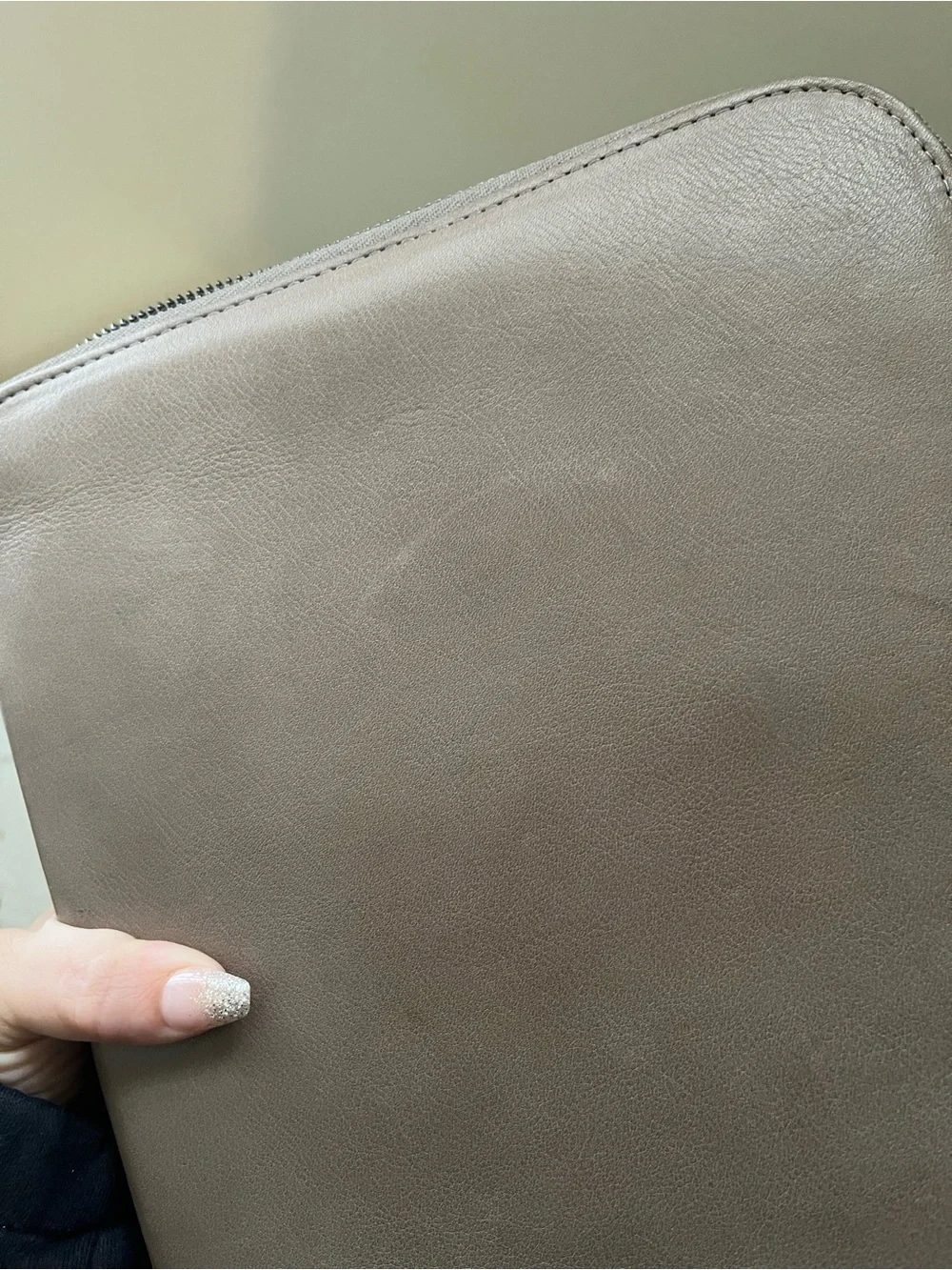 This is Ground Leather Tablet Organizer Case in Grey